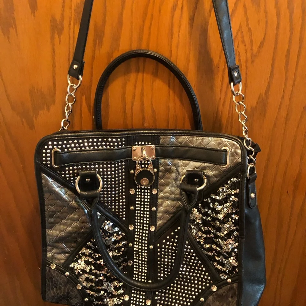 Studded Quilted Black Women's Satchel - Designer Style